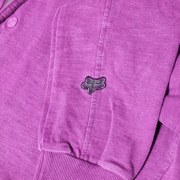 women's FOX Racing side Full-Zip snaps Hoodie Sweatshirt jacket Purple logo XL - Picture 8 of 11